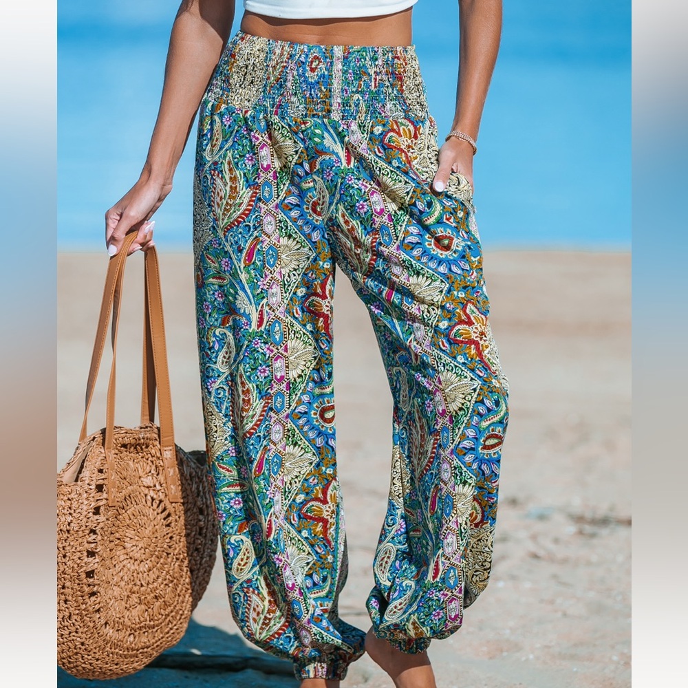 Beach Casual Pants Paisley Print